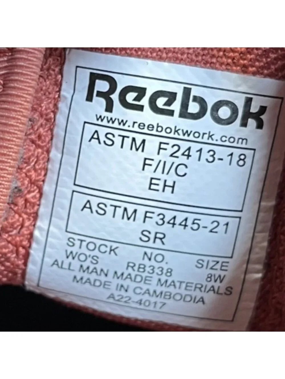 Reebok Fusion Flexweave Womens Size 8W Pink Composite Toe Work Shoes Sneakers